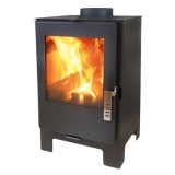 Șemineu pe lemne Verso 2L, 5 kW, din oțel, cu geam mare termorezistent, negru