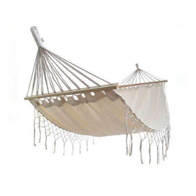 Hamac suspendabil cu tesatura bej si model macrame, 200 x 100 cm foto