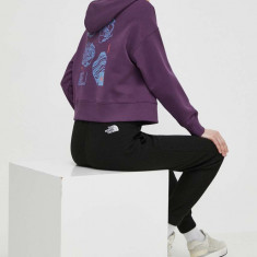 The North Face bluza femei, culoarea violet, cu glugă, cu imprimeu, NF0A880PV6V1