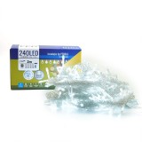 Perdea luminoasa eMazing pentru Craciun, 240 LED-uri, 2 M X 2 M prelungitor 1.5 M, 8 jocuri de lumini, interconectabil, fir transparent, interior/exte