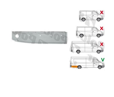 Intaritura perete lateral MERCEDES SPRINTER 209-524, 07.2006-2018, VW CRAFTER (2E), 12.2005-04.2017, partea dreapta, interior; metal; latimea segment foto