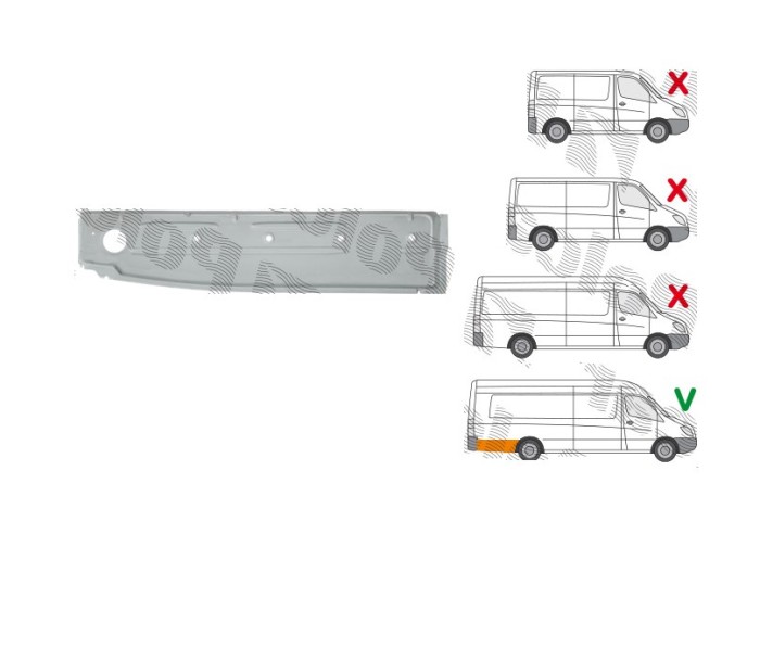 Intaritura perete lateral MERCEDES SPRINTER 209-524, 07.2006-2018, VW CRAFTER (2E), 12.2005-04.2017, partea dreapta, interior; metal; latimea segment