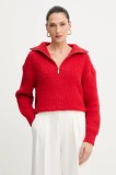 Morgan pulover culoarea roșu, călduros, cu turtleneck, MFLAMI
