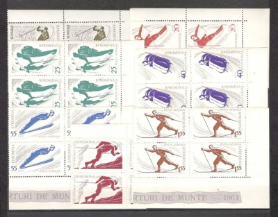 Romania.1961 Posta aeriana-Sporturi de munte bloc 4 dantelate TR.585 foto