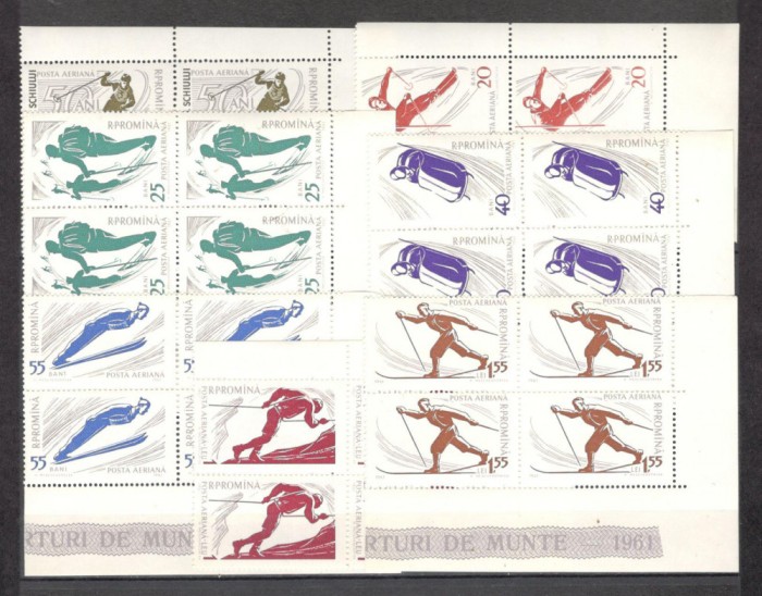 Romania.1961 Posta aeriana-Sporturi de munte bloc 4 dantelate TR.585