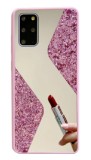 Husa silicon oglinda si sclipici ( glitter) Samsung S20 Plus ; S20+ , Roz