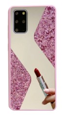 Husa silicon oglinda si sclipici ( glitter) Samsung S20 Plus ; S20+ , Roz