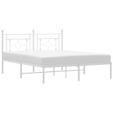 Cumpara ieftin Cadru de pat metalic cu tablie, alb, 160x200 cm