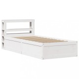 Cumpara ieftin Cadru de pat cu tablie, alb, 75x190 cm, lemn masiv de pin