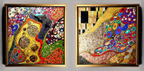 Tablou pictat manual Set 2 tablouri 100x200cm Gustav Klimt The water snakes, Abstract, Ulei