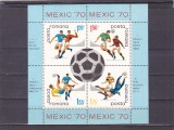 ROMANIA 1970 LP 729 a CAMPIONATUL MONDIAL DE FOTBAL - MEXIC BLOC MNH, Sport, Nestampilat