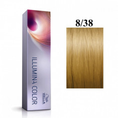 Vopsea permanenta Wella Professionals Illumina Color 8/38, Blond Deschis Auriu foto