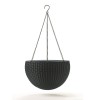 Ghiveci Suspendat Keter Cylinder Graphite 8.6L, Imitatie Ratan, Lant Inox, 35x22 cm, Ghiveci Sferic, Gradina, Balcon, Terasa