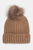 Barbour caciula culoarea bej, din tricot gros, LHA0336