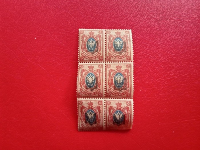 1918 - UCRAINA - Russian Postage Stamps of 1915-1917 Overprinted - BLOCK MNH