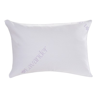 Perna pentru dormit Lavanda Therapy Memory, fibre siliconice + fulgi memory, alb + mov, 50 x 70 cm foto