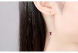Cumpara ieftin Cercei Lungi din Argint 925 Rodiat , Model Threader cu Zirconiu RoE u Rubin