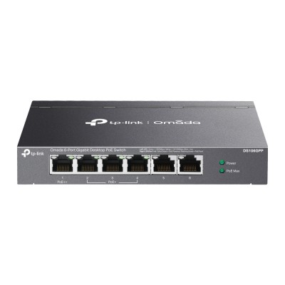 SWITCH TP-LINK Omada unmanaged, 6 porturi Gigabit (4 porturi POE+ buget total 64W), carcasa metalica &amp;quot;DS106GPP&amp;quot; (timbru verde 2 lei) foto