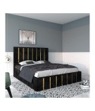 Pat Tapitat Mexic Negru + Saltea 20cm Grosime 140x200cm