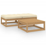 VidaXL Set mobilier de grădină cu perne, 3 piese, lemn masiv de pin