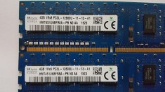 Kit 8 Gb SK HYNIX (2x4 Gb) DDR 3 PC3-12800 1600 MHz , Memorie PC Desktop