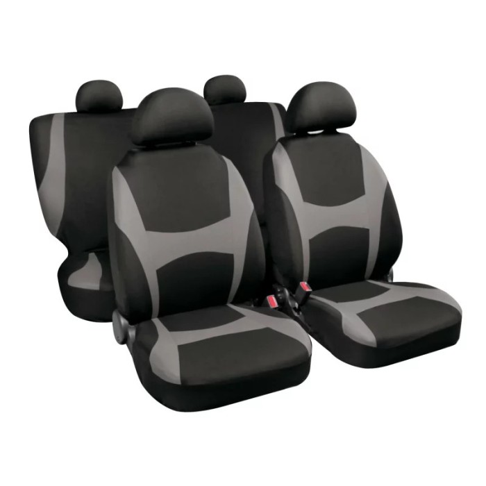 Huse scaun Capri stretch-fit 8buc - Negru/Gri Garage AutoRide