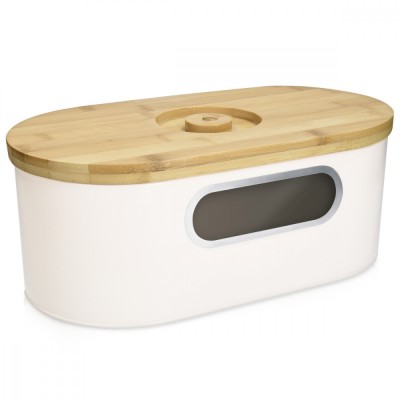 Cos de paine cu capac de bambus, 34,2 x 18,6 x 13 cm, 50595.01 foto
