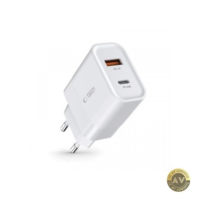 Incarcator Retea Tech-Protect C30W 30W 3A 1 x USB-A - 1 x USB-C Alb foto