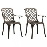 vidaXL Set 2 Scaune Gradina Aluminiu Bronz, Rezistente Intemperii, Design Elegant, Confortabile, Exterior/Interior, Max 110kg