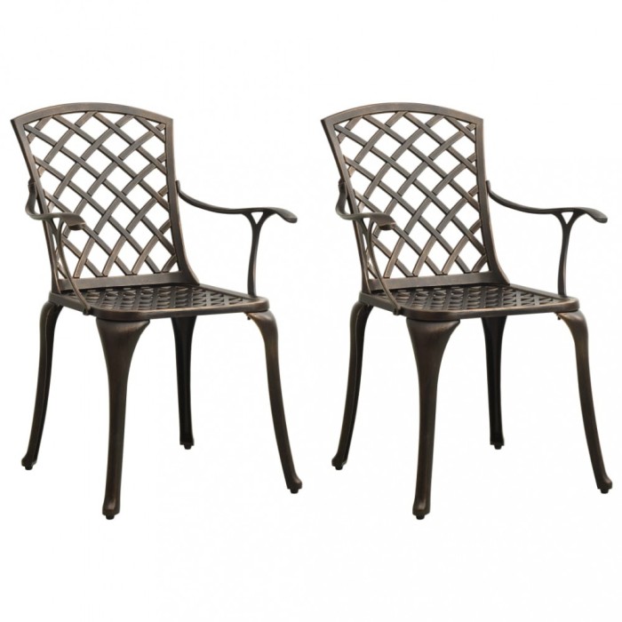 vidaXL Scaune de grădină, 2 buc., bronz, aluminiu turnat 315570