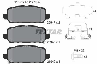 TEXTAR 2594701 set placute frana,frana disc foto