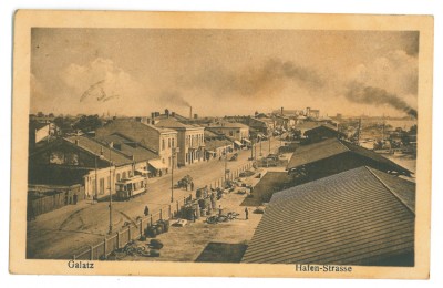 3727 - GALATI, Harbor, tramway, Romania - old postcard - used - 1921 foto
