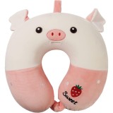 Pern&Auml; de c&Auml;l&Auml;torie &Atilde;&reg;n form&Auml; de u, spum&Auml; cu memorie, model purcelu&Egrave;, 30x30 cm, sistem de prindere cu capse, ideal&Auml; pentru voiaj, birou, ma&Egrave;in&Auml;
