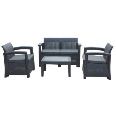 Set mobilier gradina/terasa, antracit, 1 masa, 2 scaune, 1 canapea, Chomik GartenVIP DiyLine foto
