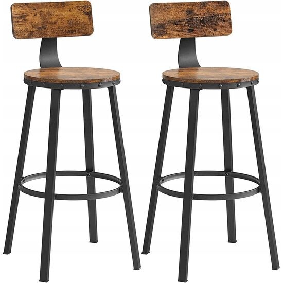 Set 2 scaune de bucatarie/bar, Artool, pal si otel, maro rustic, negru, 54x99 cm