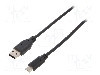 Cablu USB A mufa, USB C mufa, USB 2.0, lungime 500mm, negru, Goobay - 55467 foto