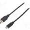 Cablu USB A mufa, USB C mufa, USB 2.0, lungime 500mm, negru, Goobay - 55467