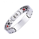 Bratara magnetica din otel inoxidabil, silver, personalizabila, model SY050