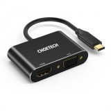 HUB USB Type C - 1x HDMI + 1x VGA Choetech M17 negru