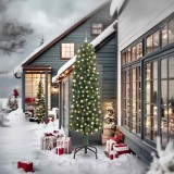 Brad de Craciun artificial cu lumini LED Verde 240 cm