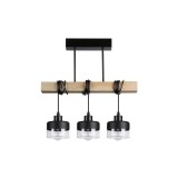 Lampa suspendata Stark, 3xLED-uri 50W, soclu E27, IP20, otel si lemn