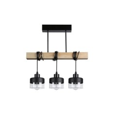 Lampa suspendata Stark, 3xLED-uri 50W, soclu E27, IP20, otel si lemn
