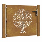 Cumpara ieftin Poarta pentru gradina, 105x80 cm, otel corten, model copac