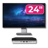 Pachet HP ProDesk 400 G5 Mini PC i5-9500T, 8GB, SSD 256GB, Monitor 24"