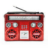 Radio portabil retro, Waxiba 373, lanterna, bluetooth, ceas analogic, AM, FM,