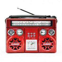 Radio portabil retro, Waxiba 373, lanterna, bluetooth, ceas analogic, AM, FM,