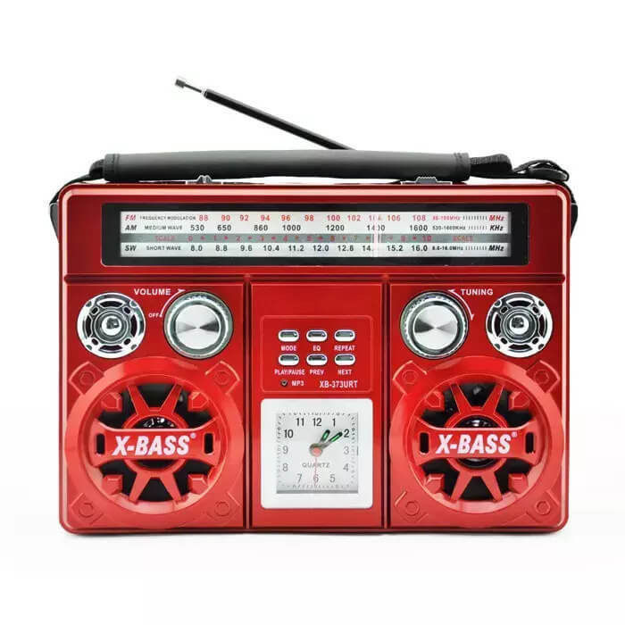 Radio portabil retro, Waxiba 373, lanterna, bluetooth, ceas analogic, AM, FM,