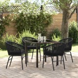vidaXL Set de masă pentru grădină 5 pcs Negru Rattan poli