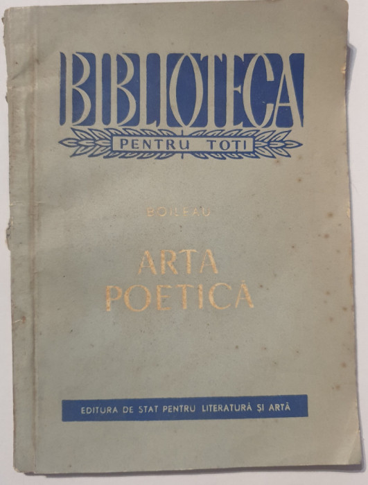 Arta poetica, Boileau, 1957, 86 pagini, stare buna