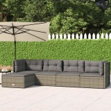Cumpara ieftin Set mobilier de grădină cu perne, 5 piese, gri, poliratan